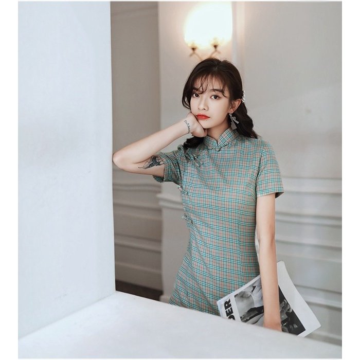 楽天市場】サマー チャイナドレス ワンピース グレンチェック 2