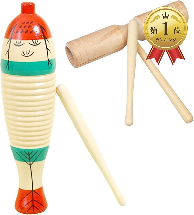 ハンドメイド ウッドブロック 木柾 木魚 クラベス 7点セット 民族楽器