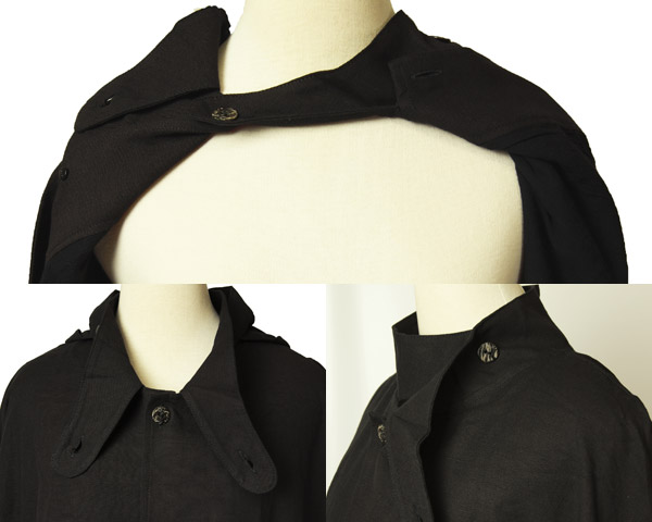 楽天市場】紳士マントフード付き 黒色綿生地 金田一風 着物、作務衣用