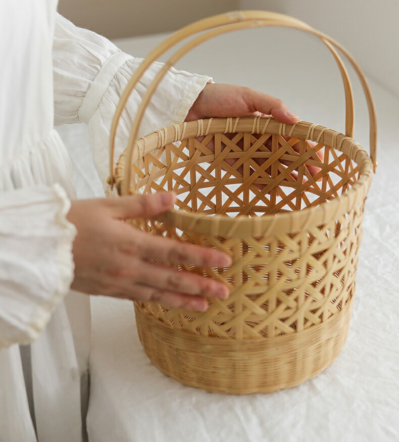 楽天市場】手提げ 竹かご 竹細工 竹 かご 手作り 竹籠 バスケット