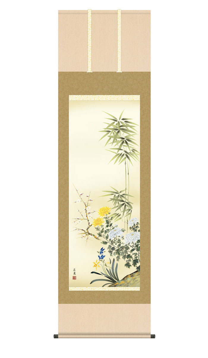 楽天市場】掛け軸 掛軸 四君子 しくんし 幅54.5×高さ約190cm 田中広遠