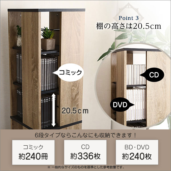 楽天市場】ヴィンテージ 回転式本棚 6段 回転本棚 回転ブックラック