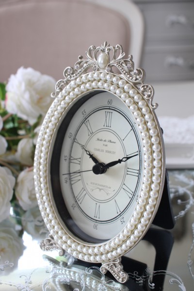 楽天市場】置き時計 可愛い 置時計 猫脚パール オーバル シルバー