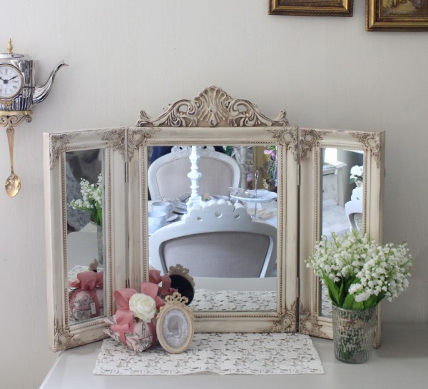 楽天市場】三面鏡 スタンドミラー ミラー ホワイト 置き型 鏡 卓上