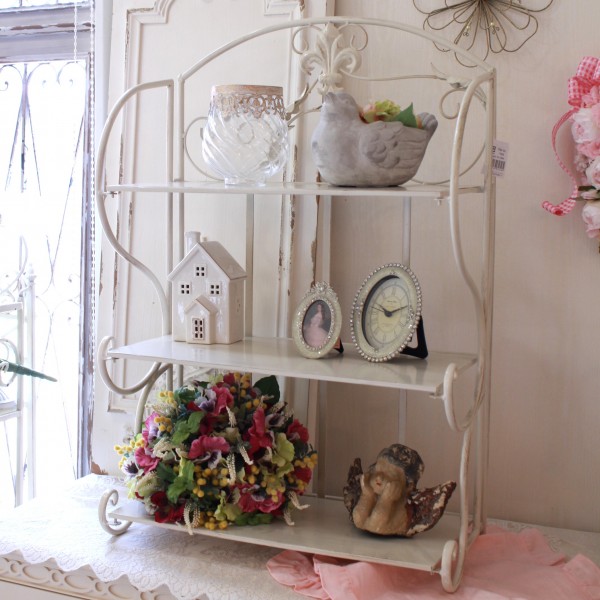 楽天市場】アイアンラック アイアン製 3段 シェルフ ホワイト 飾り棚