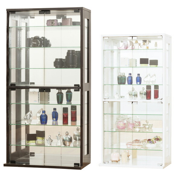 楽天市場】【代引不可】コレクションケース 高さ120cm 背面ミラー（白