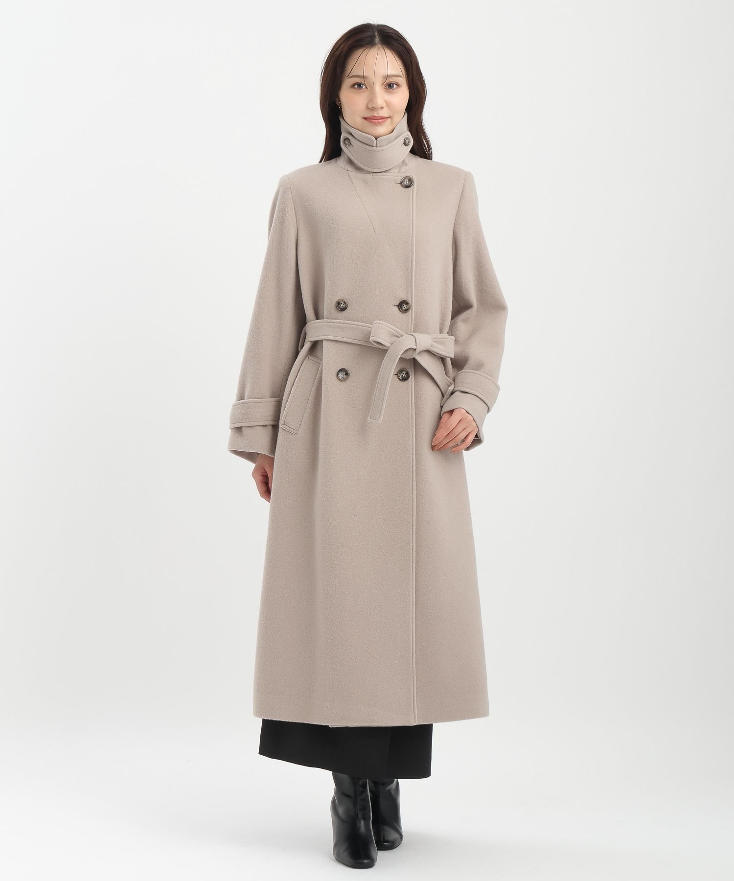 Andemiu｜メルトンウールスタンドロングコート | Rakuten Fashion(楽天