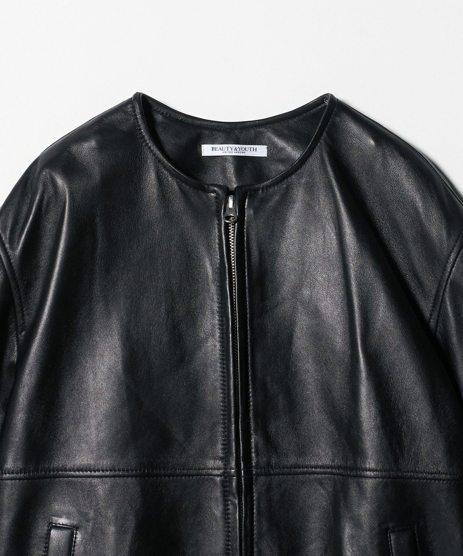 BEAUTY&YOUTH UNITED ARROWS｜シープレザー ノーカラージップブルゾン