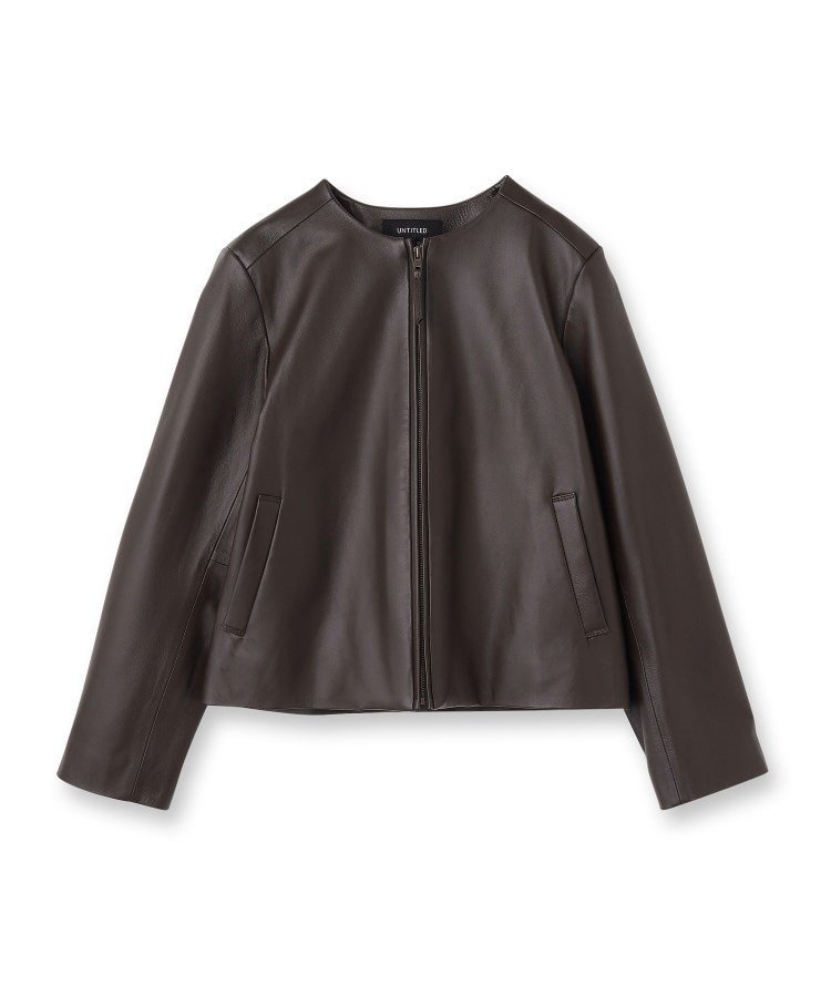 UNTITLED アンタイトル ラム レザー ノーカラー ジャケット 3 L 黒