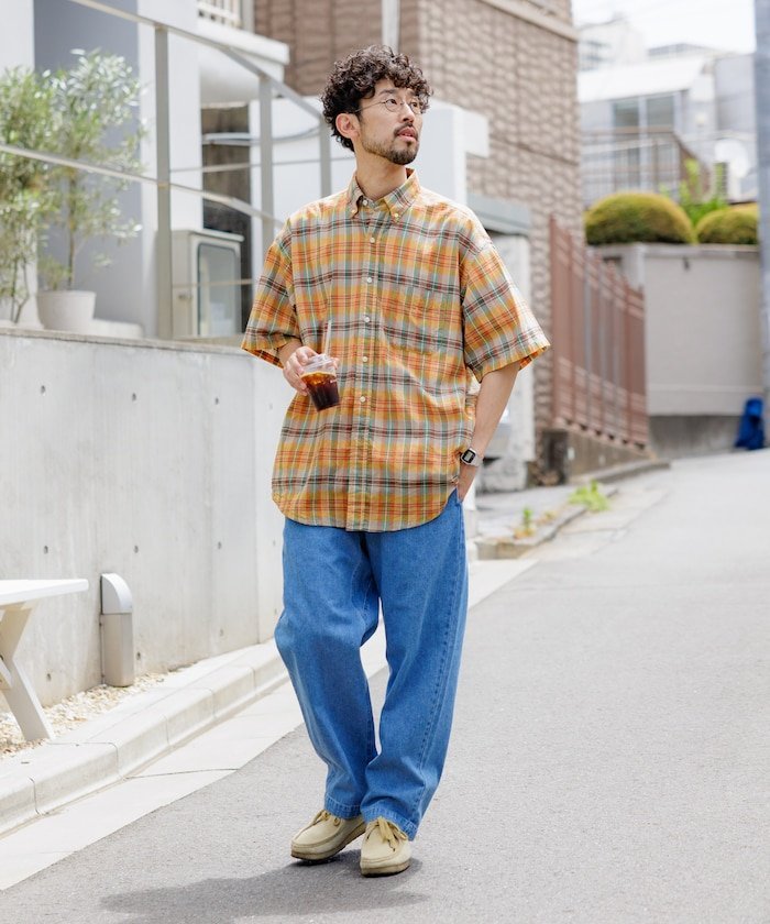 FREAK'S STORE｜インドマドラスチェック ショートスリーブ ボタン