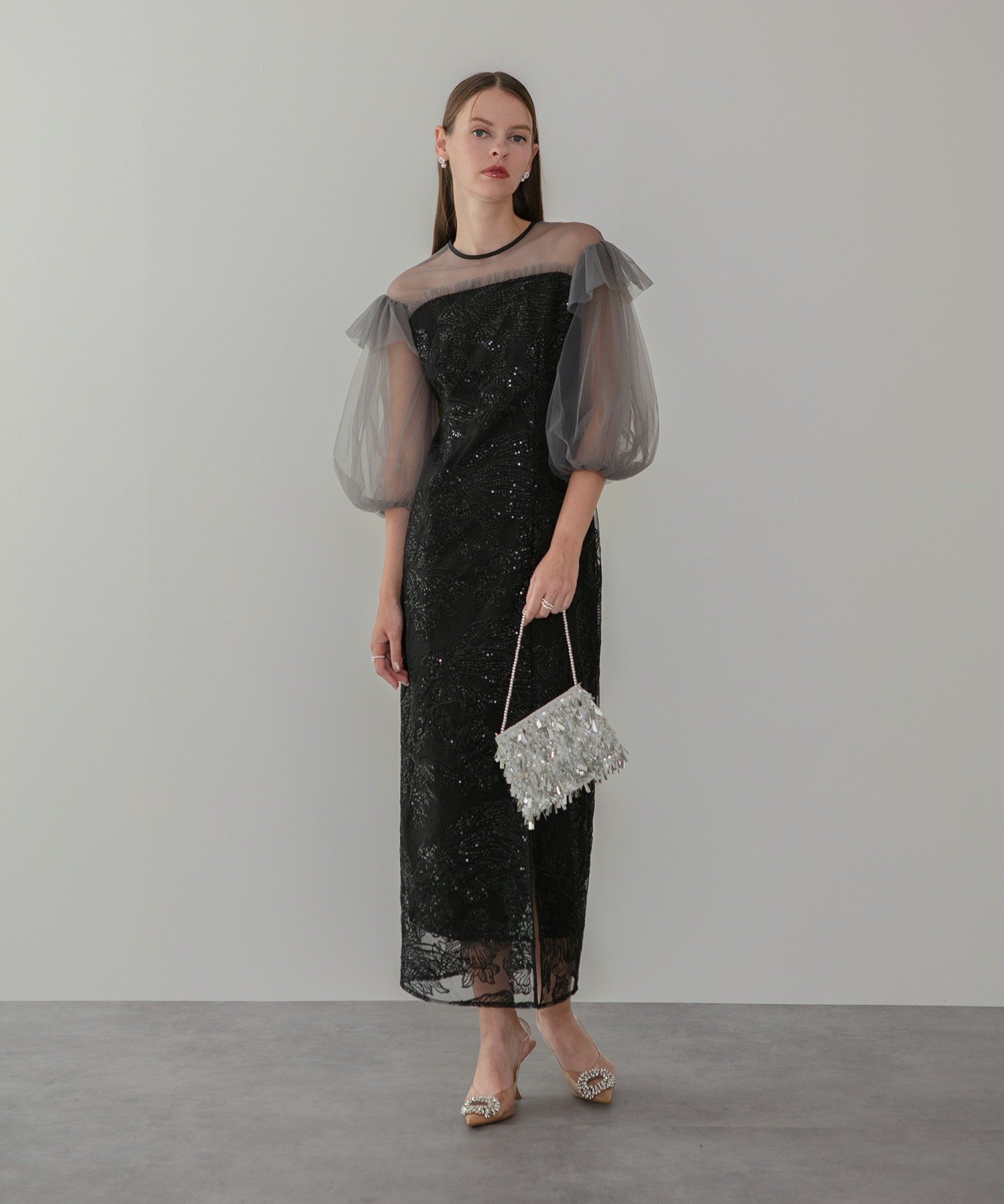 Leja｜Leja-フラワースパンコールシアーフリルスリーブIライン