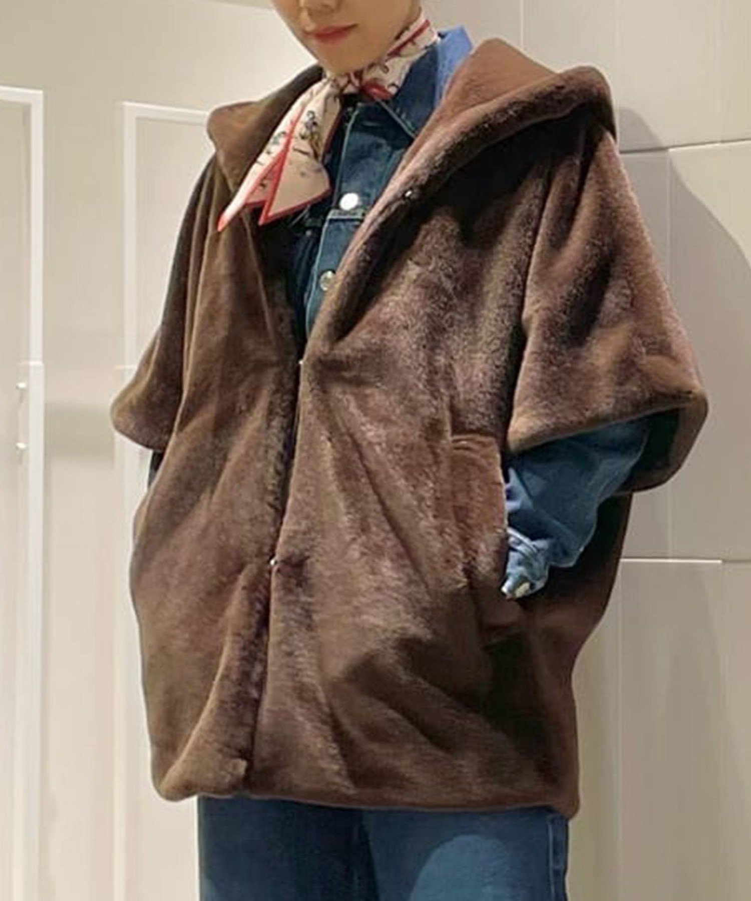 TOMORROWLAND｜スムースファー フーディーポンチョ | Rakuten Fashion