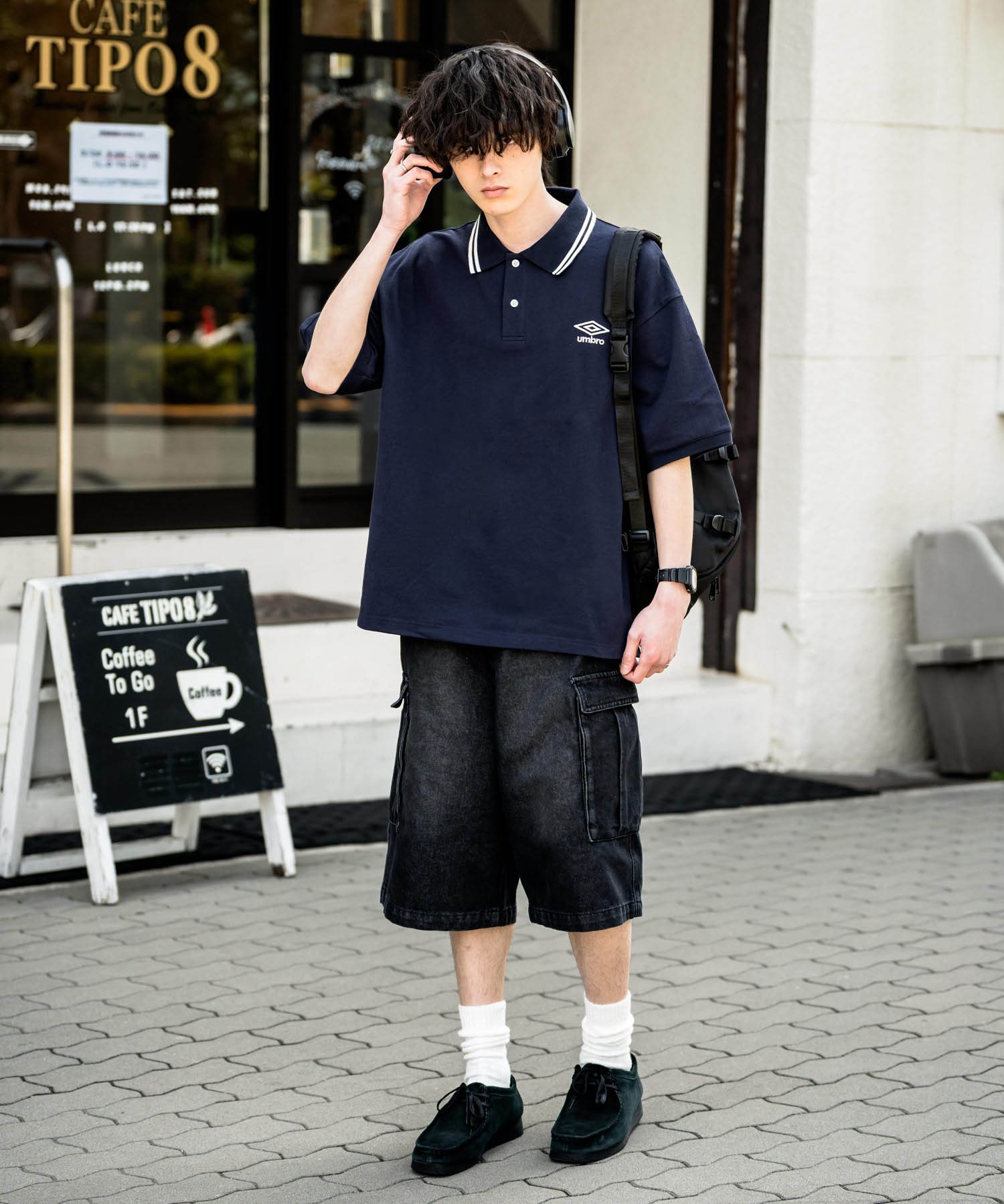 Rocky Monroe｜UMBRO 別注コラボ オーバーサイズ鹿の子刺繍ポロシャツ