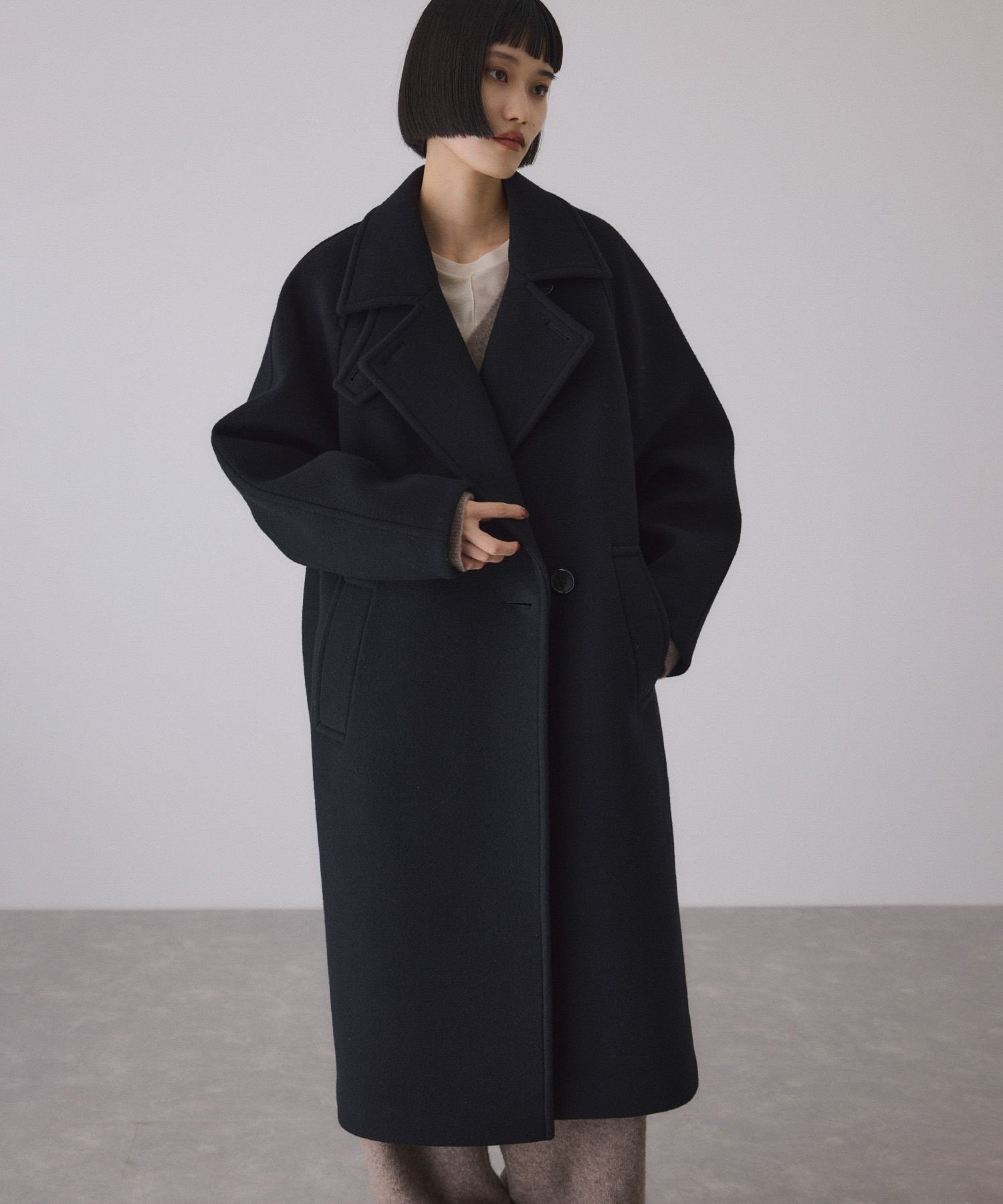 ADAM ET ROPE'｜ウールボンディングラグランロングコート | Rakuten