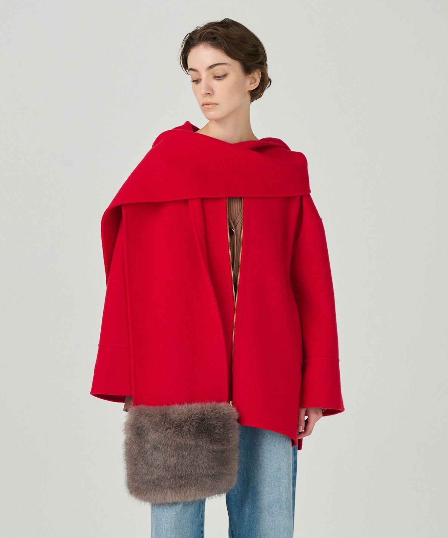 GRACE CONTINENTAL リバーシブル ケープ ファーストール LA フェイク