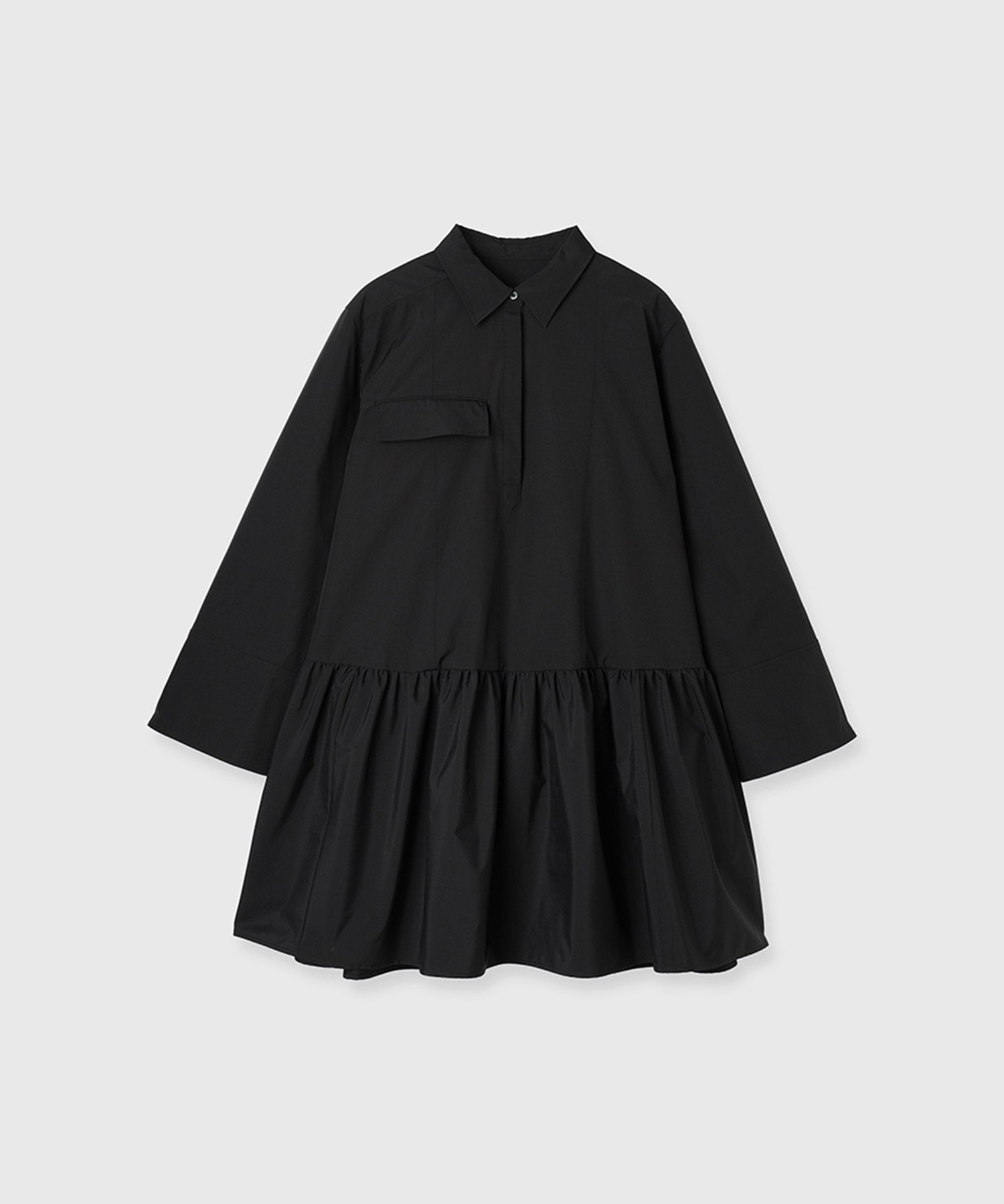 タグ付き anuans アニュアンス ギャザーフレアミニワンピース ブラック
