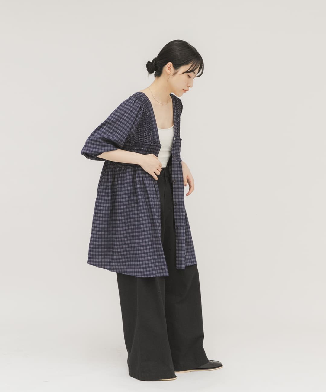 KBF｜2WAYシャーリングチェックミニワンピース | Rakuten Fashion(楽天