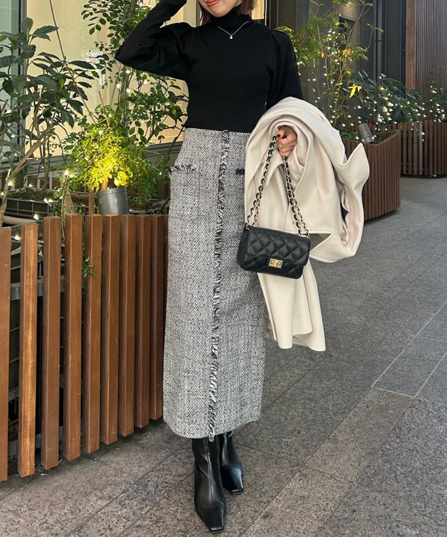 anuans｜フロントポケットツイードスカート | Rakuten Fashion(楽天