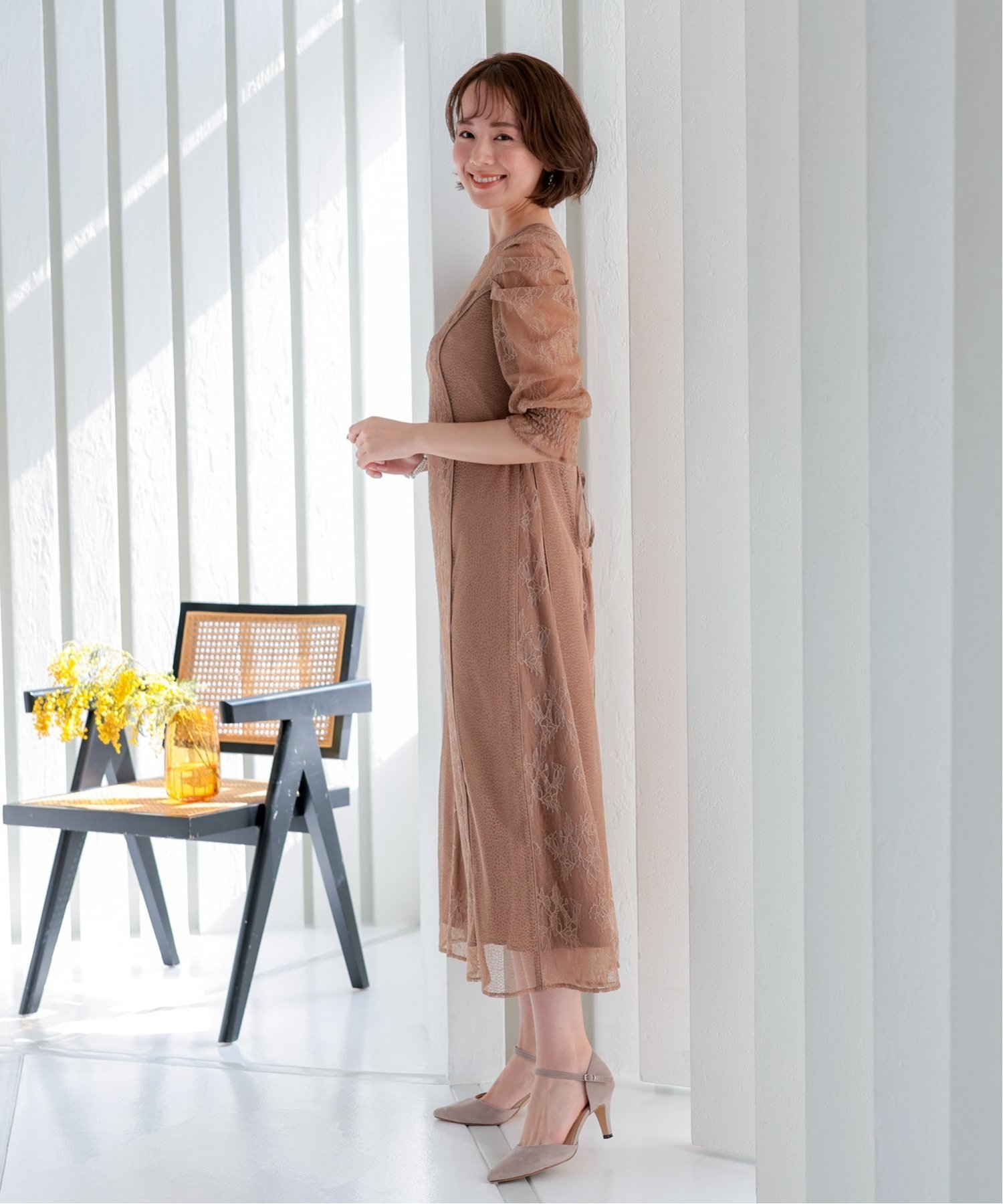 haremode｜【haremode ハレモード公式】異素材レース後ろ編み上げ