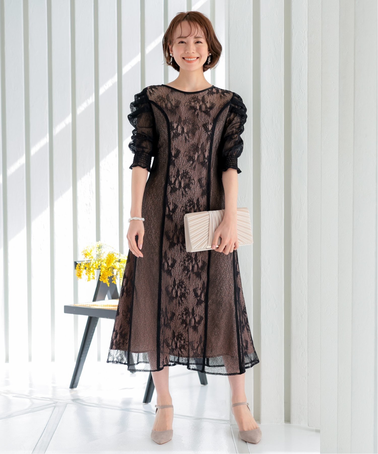 haremode｜【haremode ハレモード公式】異素材レース後ろ編み上げ