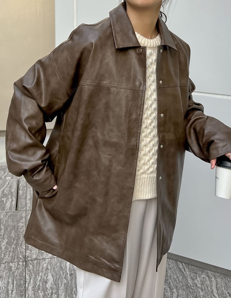 Re:EDIT｜ミドル丈フェイクレザージャケット | Rakuten Fashion(楽天