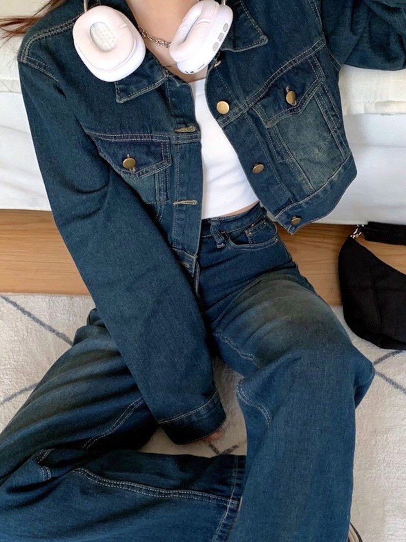 DIAVEL｜【セットアップ】ショートデニムジャケット*デニムパンツ 2点