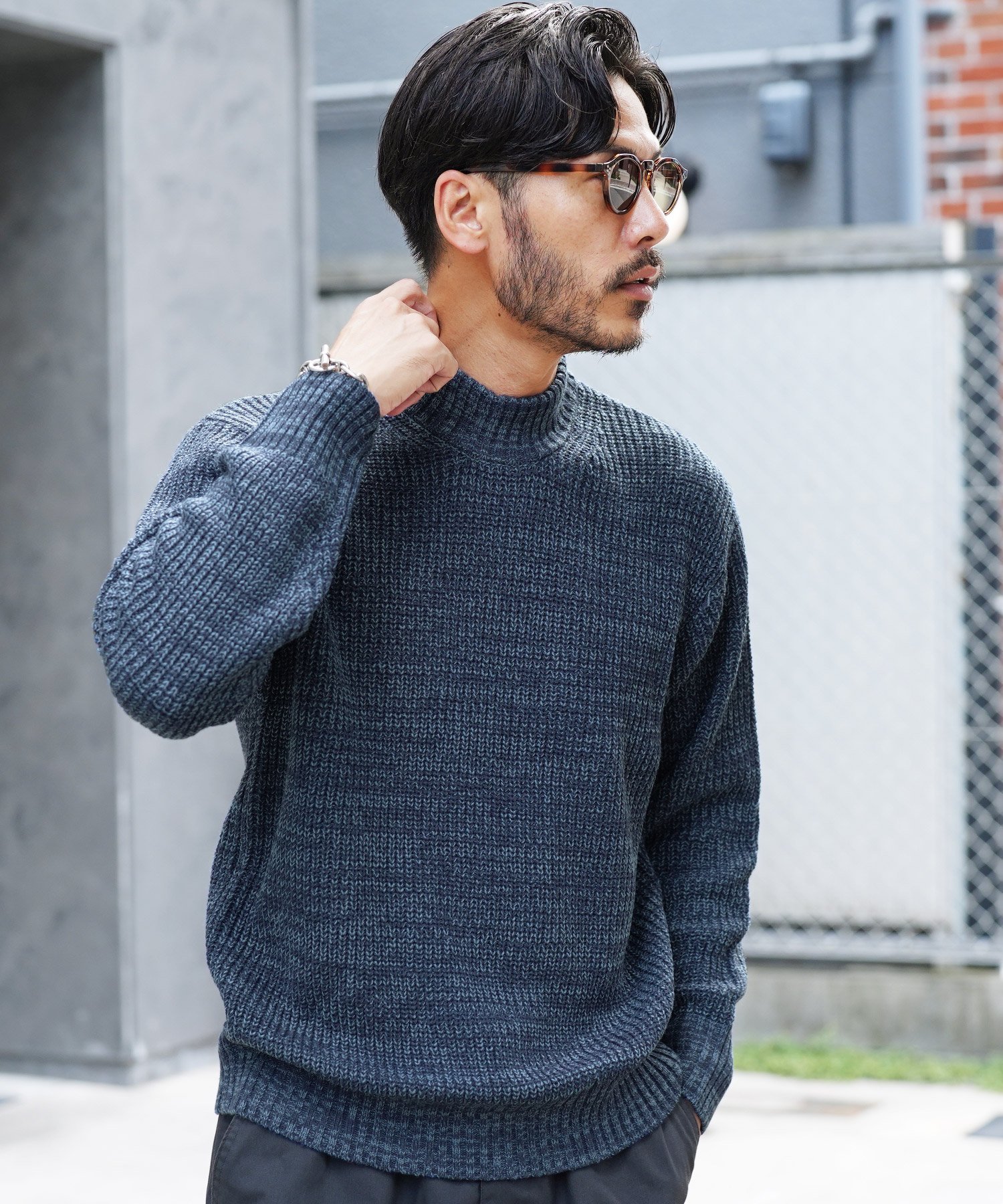 JIGGYS SHOP｜モックネック ワッフル畦編み ニット セーター