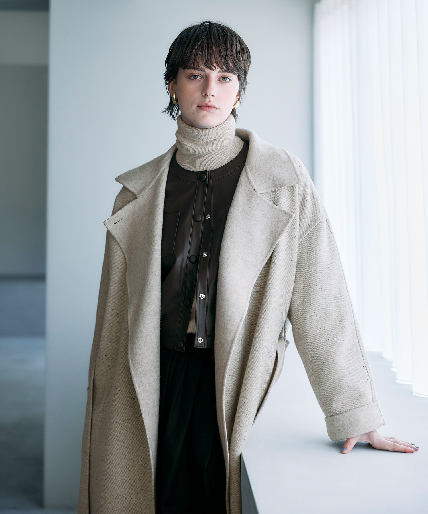 N.O.R.C｜ジーロンウールシルクネップリバーコート | Rakuten Fashion