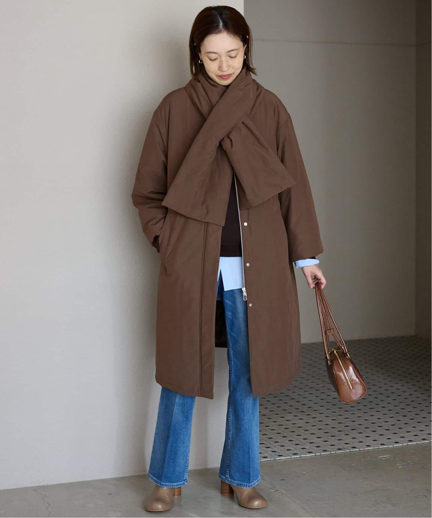 SLOBE IENA｜《ストール付き/WEB限定》中綿ストール付きノーカラー