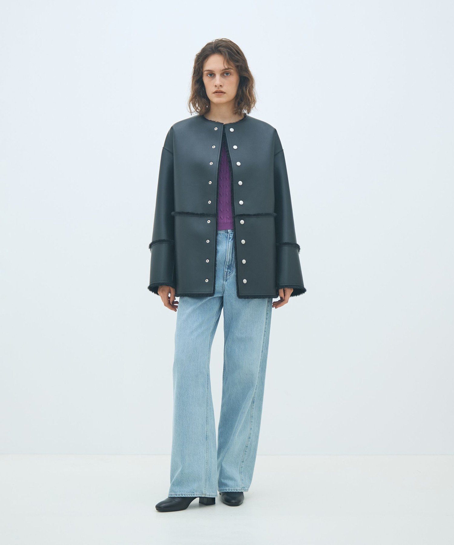 TOMORROWLAND｜フェイクムートン リバーシブルショートコート