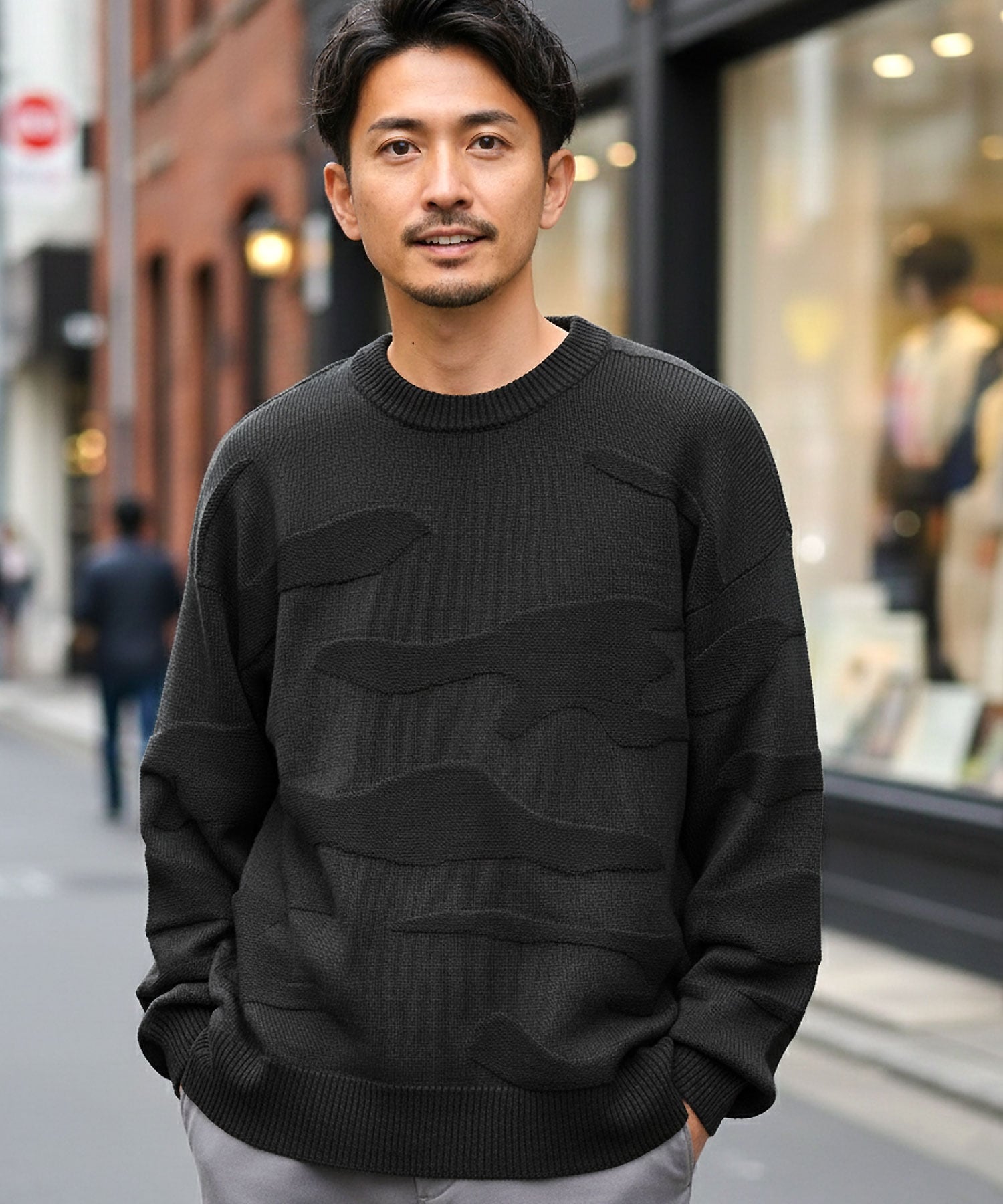 JIGGYS SHOP｜カモフラ柄ジャガードクルーネックウォッシャブル 洗える