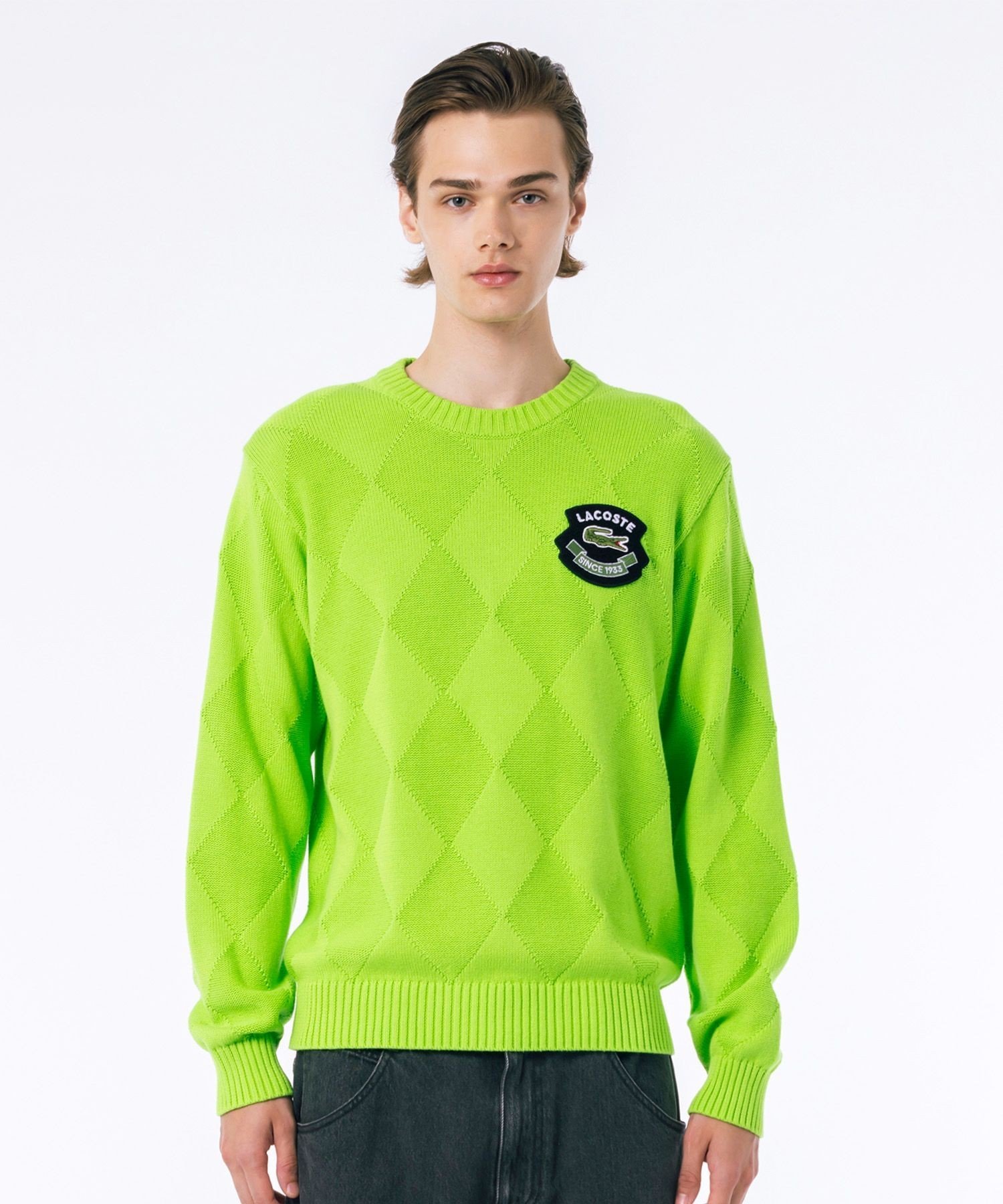 LACOSTE｜オーガニックコットン トーナルアーガイルニットセーター