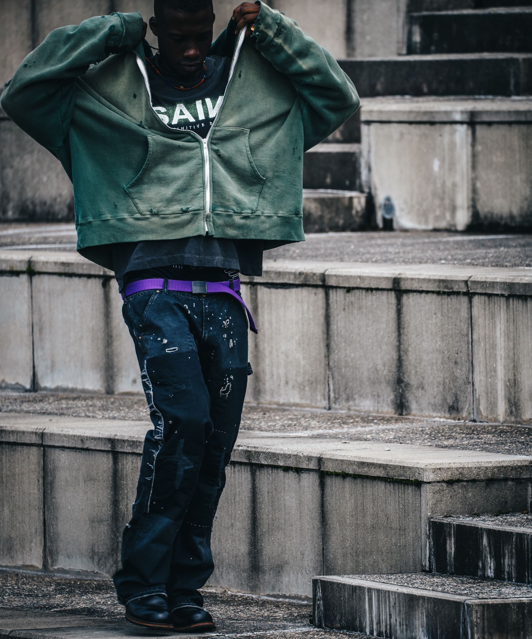 ROYAL FLASH｜SAINT MICHAEL/セントマイケル/HOODIE/DBL-FC ZIP/GREEN