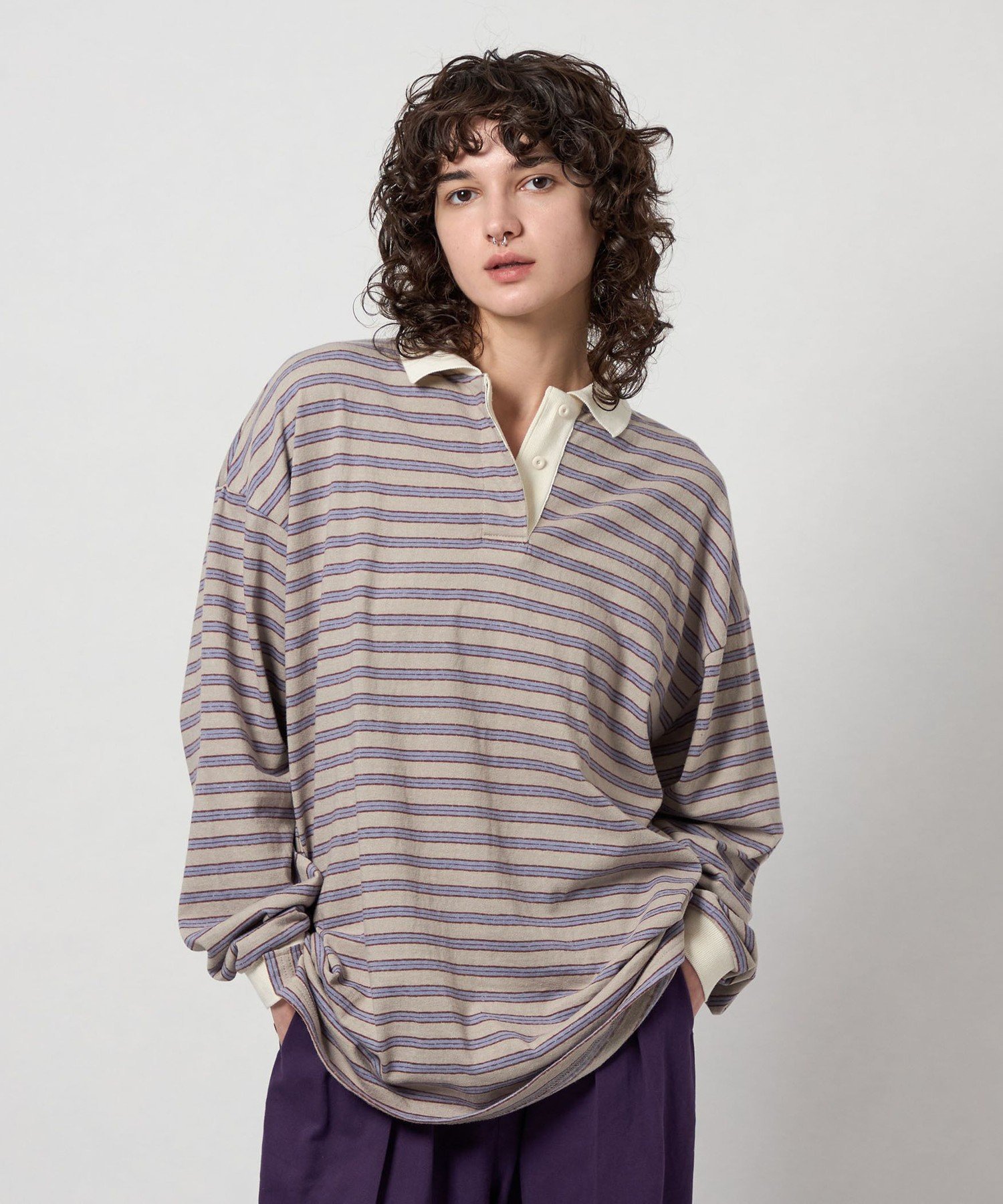 25AW 最新6 ROKU コットン ボーダー ラガー トップス シャツ ポロ BEAUTY&YOUTH UNITED ARROWS｜<6(ROKU)>コットン ボーダー ラガー