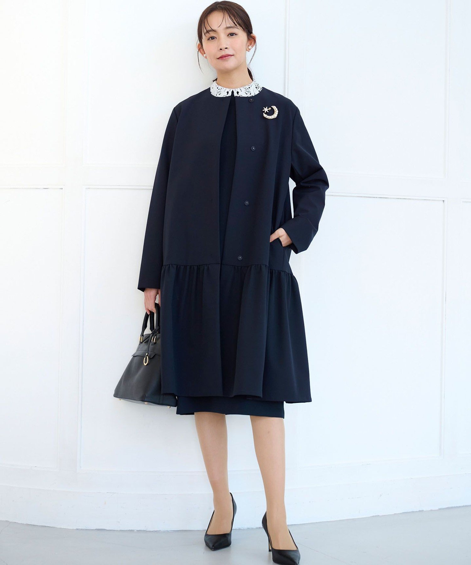 組曲｜【KUMIKYOKU NAVY】ダブルクロスストレッチ ノーカラーコート