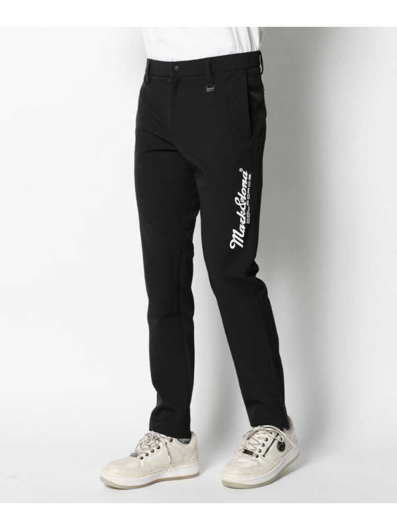 MARK&LONA パンツ 黒 ストレッチ ウエストゴム 総柄 48 マークアンドロ