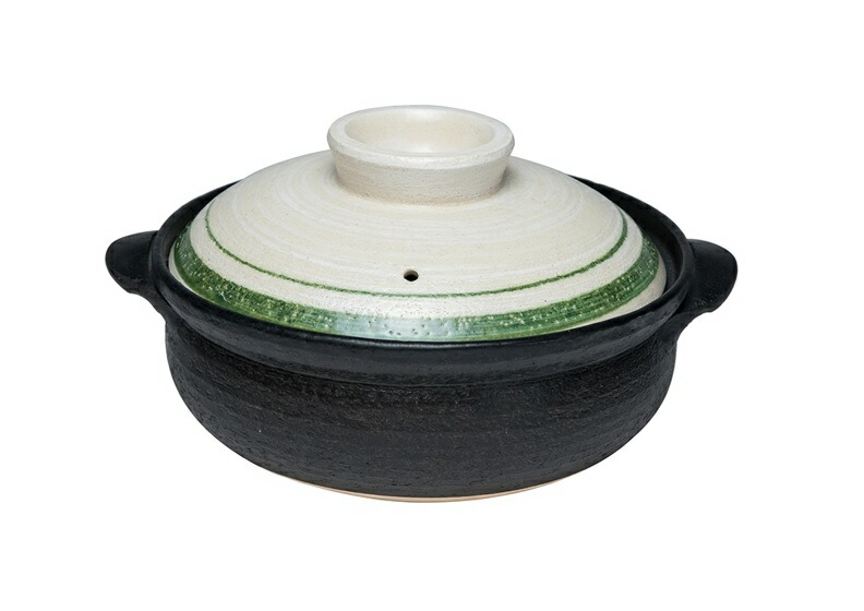 楽天市場】セラミックコートIH土鍋7号(グリーンライン)【萬古焼 万古焼