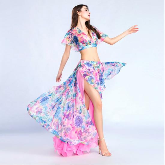 楽天市場】格安ベリーダンスセット衣装 シフォンプリント花柄チョリ