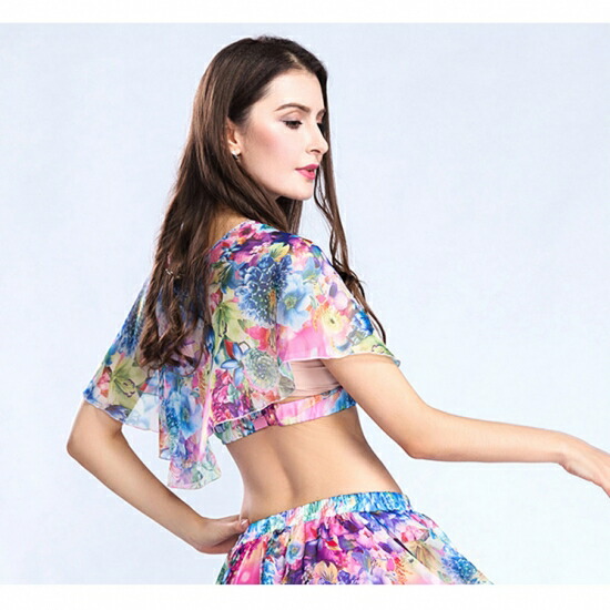 楽天市場】格安ベリーダンスセット衣装 シフォンプリント花柄チョリ