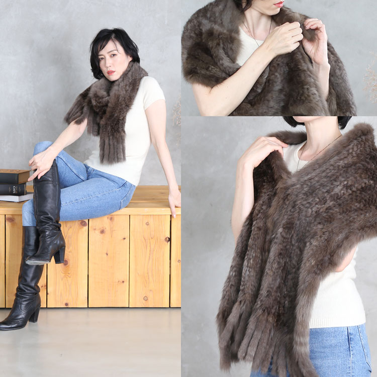 楽天市場】ロシアンセーブル ファーストール レディース 編み込み 30cm