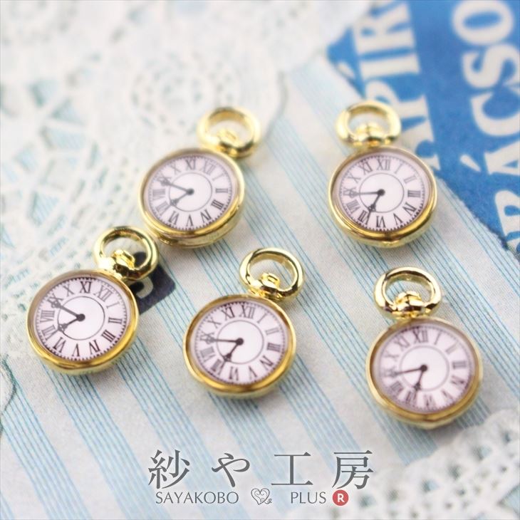 楽天市場】チャーム 時計 ミニ カン付 ゴールド 12mm 5個 5ヶ 小さめ