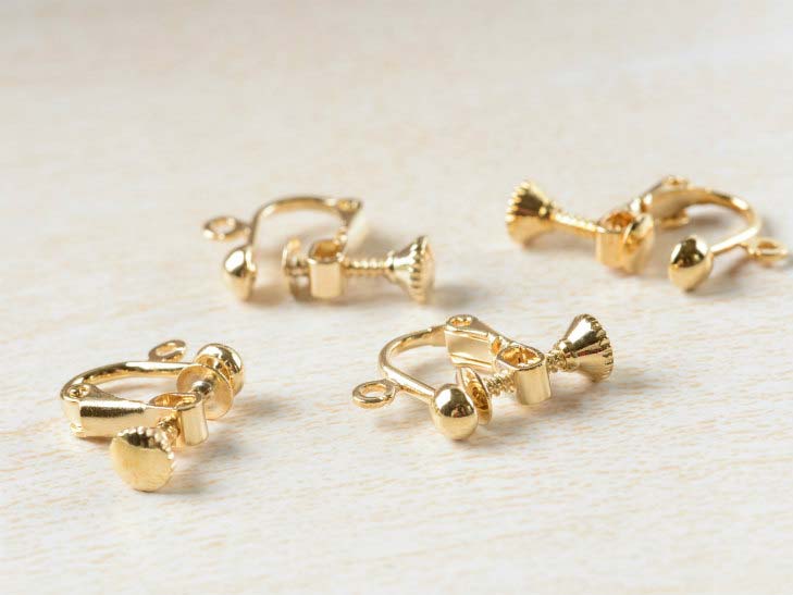 楽天市場】イヤリングパーツ 4個 2ペア ネジバネ ゴールド 15mm カン付