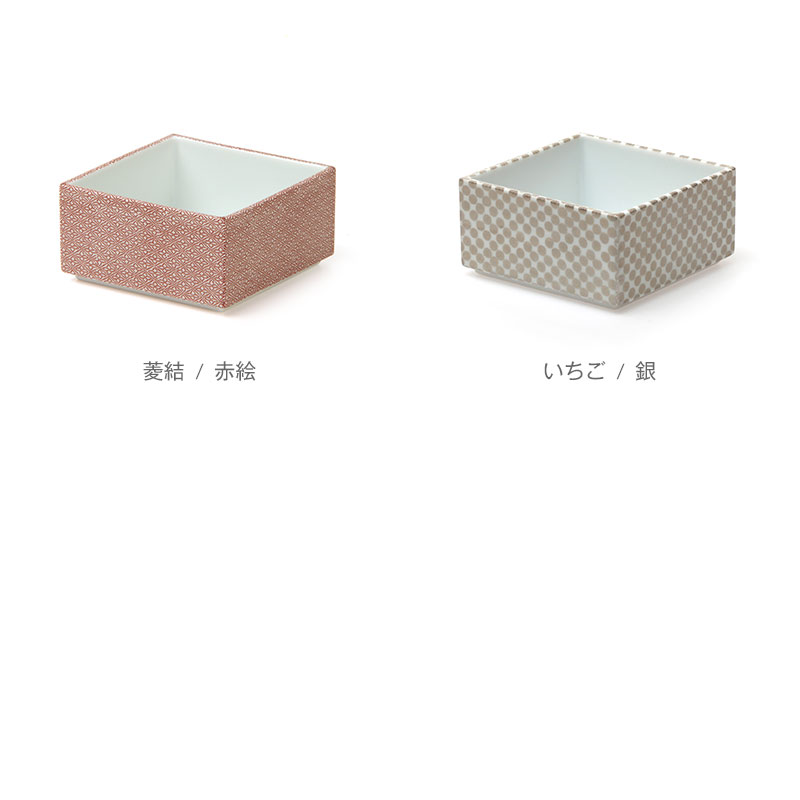 タイムアンドスタイル重箱 いちご銀彩 中（一段）と赤絵 / 角松皮菱
