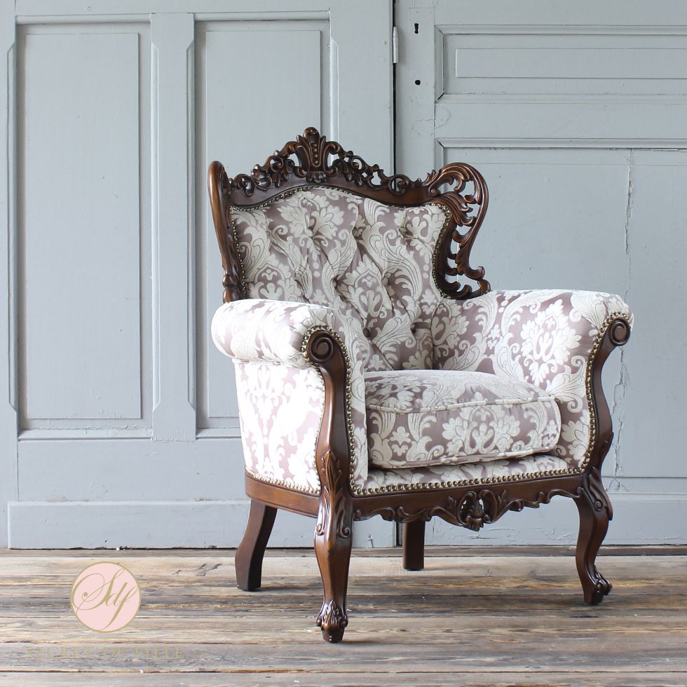 シンフォニー 一人掛けソファ 1Pソファ ヨーロピアン ロココ調 猫足 本