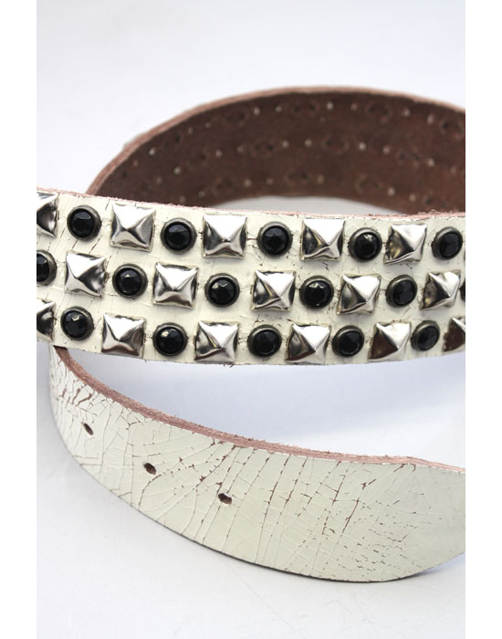 楽天市場】【A&G/エーアンドジー】 スタッズ×ストーンベルト（ホワイト