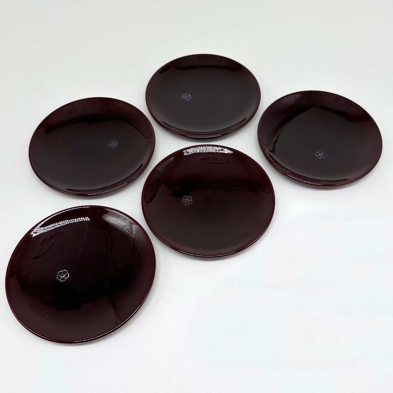 箕面焼 皿 茶托 紅葉皿 五個 箕面焼 皿 茶托 紅葉皿 五個 箕面焼 皿