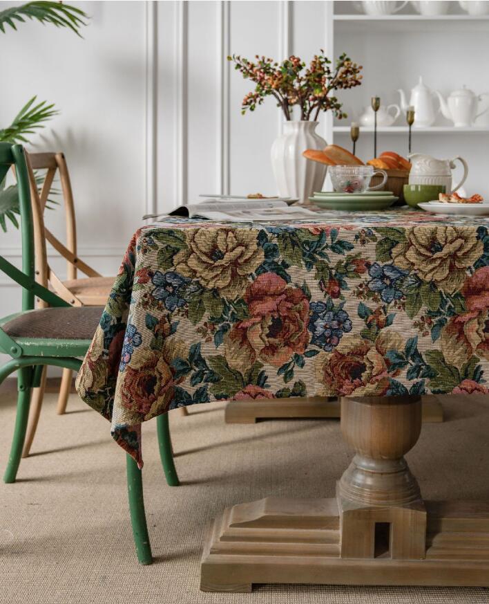 楽天市場】送料無料 テーブルクロス 花柄 レトロ 高級感 長方形 汚れ
