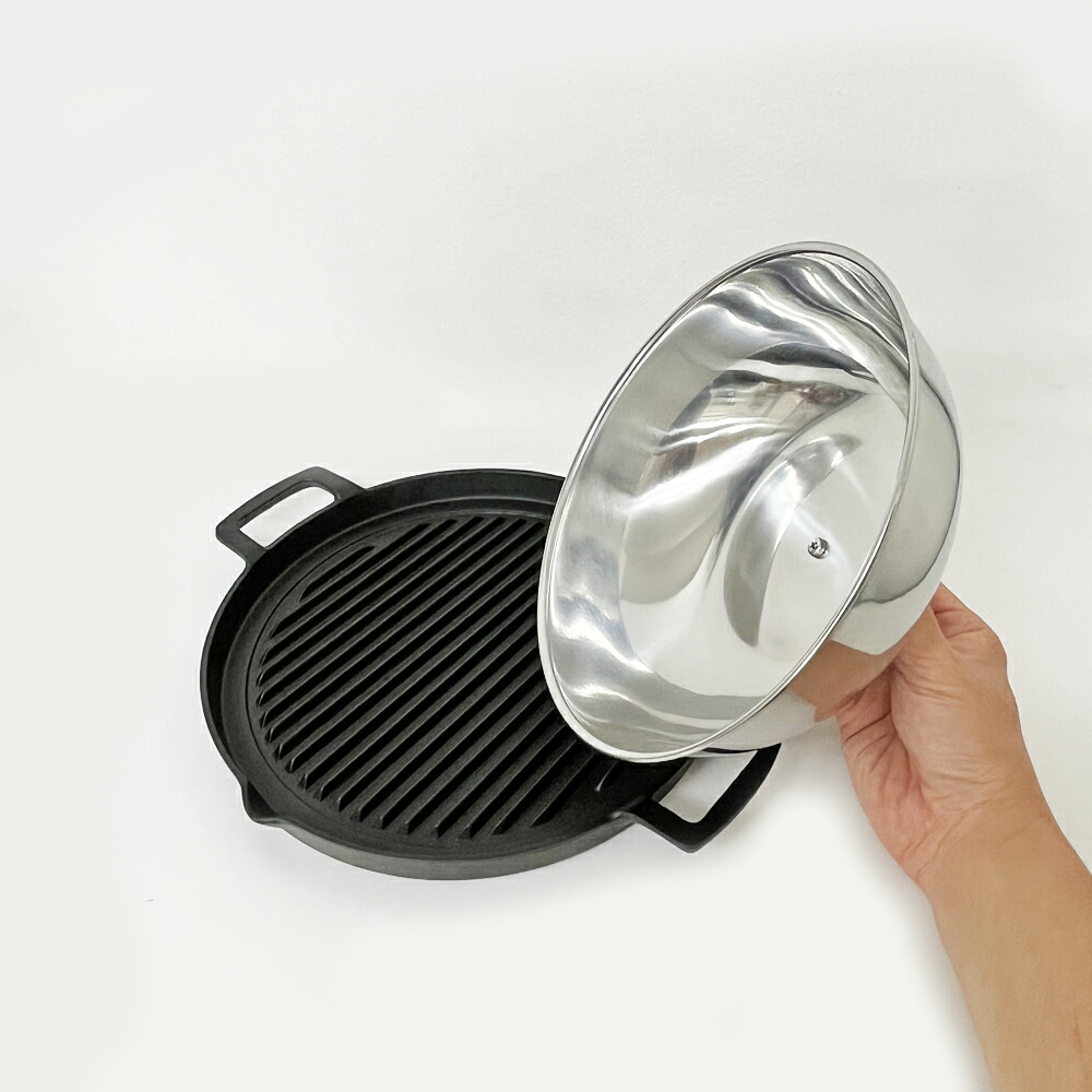 楽天市場】岩鋳 南部鉄器 グリルパン 25cm 蓋付きセット /日本製 国産
