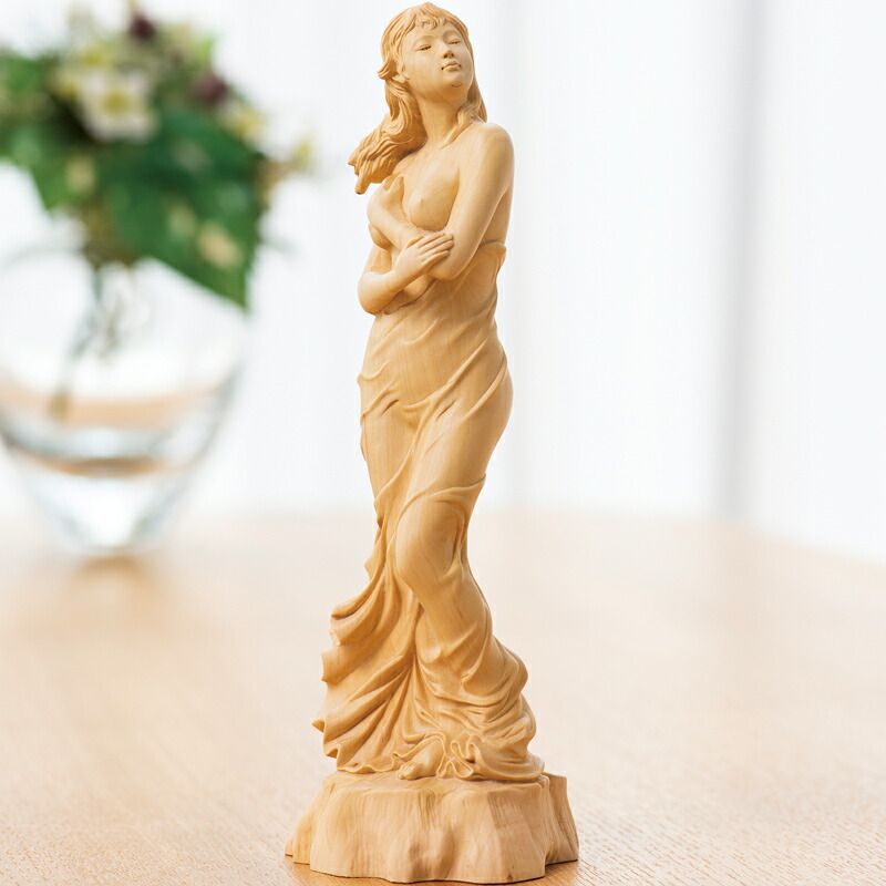 楽天市場】美人 彫刻 本黄楊 一木彫り 『 そよかぜの精 』 葉小鵬 女性