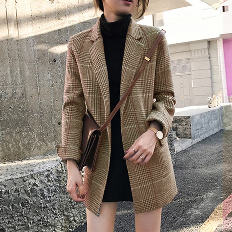 楽天市場】Miniministore グレンチェックジャケット レディース韓国